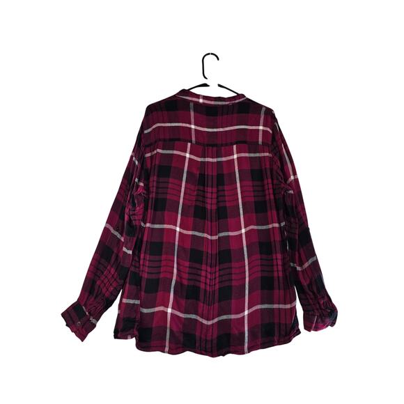 Charlotte Russe Magenta Plaid Button Up Top Women's Size L - Picture 2 of 10